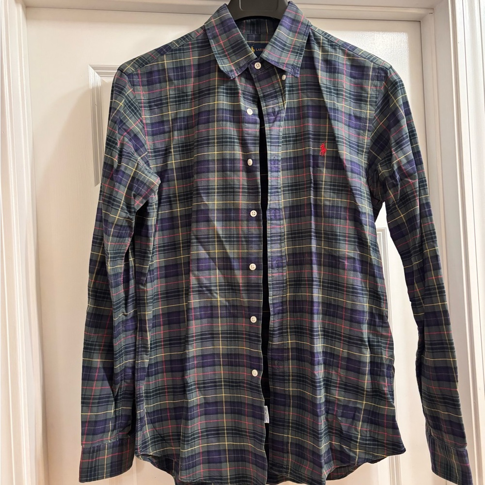 Ralph Lauren Custom Fit Men's Green Plaid Shirt